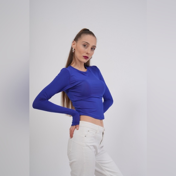 Minark Women’s Crewneck Long Sleeve T-Shirt / Crop Top - Picture 3 of 4